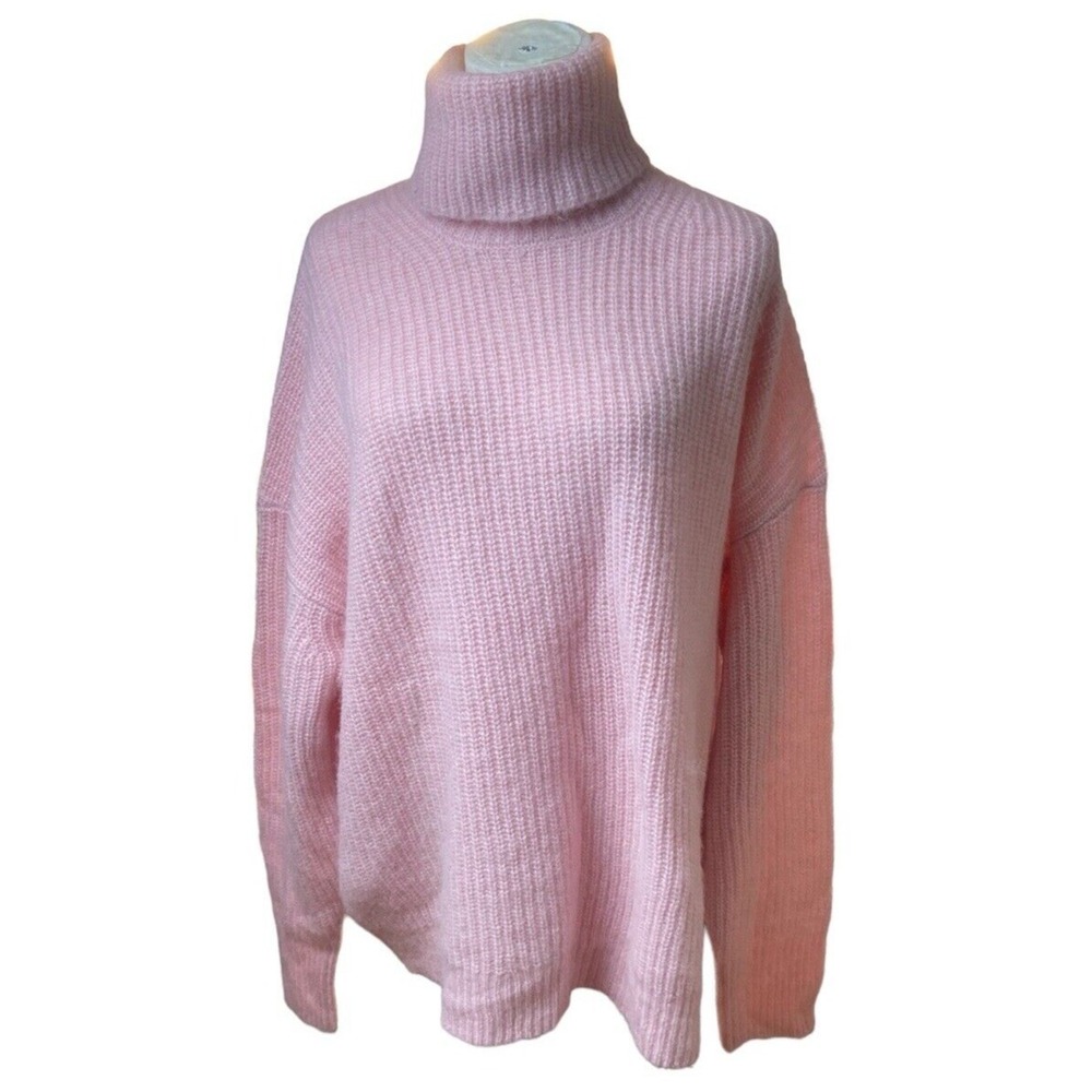 J.Crew women's Alpaca Wool Sweater Turtle Neck XL Pink Oversized BV379